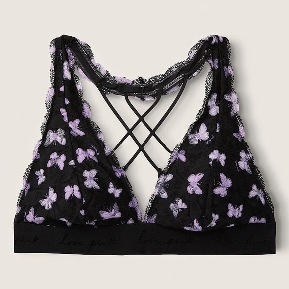 PINK by Victoria’s Secret | Lace Strappy Back Halterneck Bralette - Picture 1 of 8